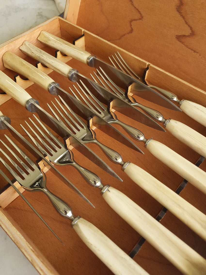 12 piece cutlery set with ñandú bone handles