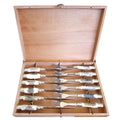 Deer Antler cutlery set with knives and forks in wooden case