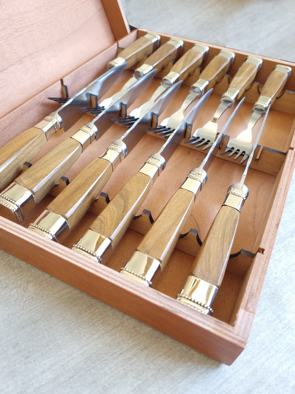 Guayubira wood handle knives and forks