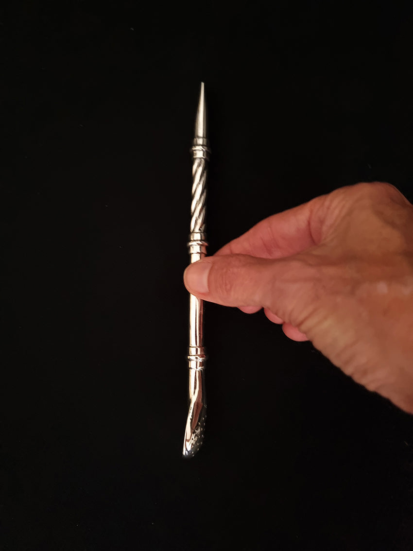 Handcrafted Argentine silver bombilla for mate ritual