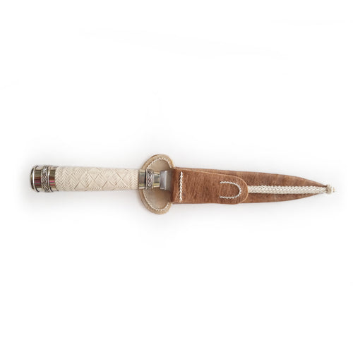 Handmade knife with braided horse leather hilt