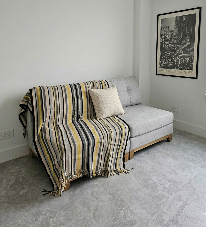 Natural sheep wool texture on Colomé handwoven Argentine poncho