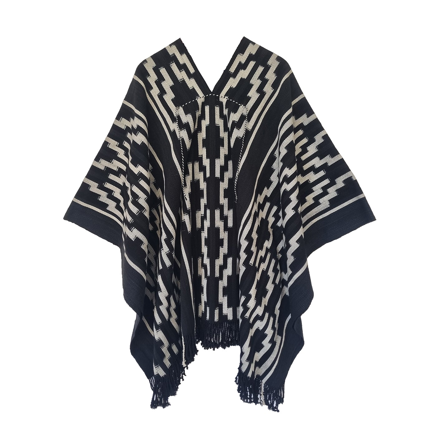 Quijano handwoven Argentine wool poncho with Pampa motif