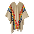 Rainbow Tradition handcrafted Argentine poncho with bold rainbow stripes