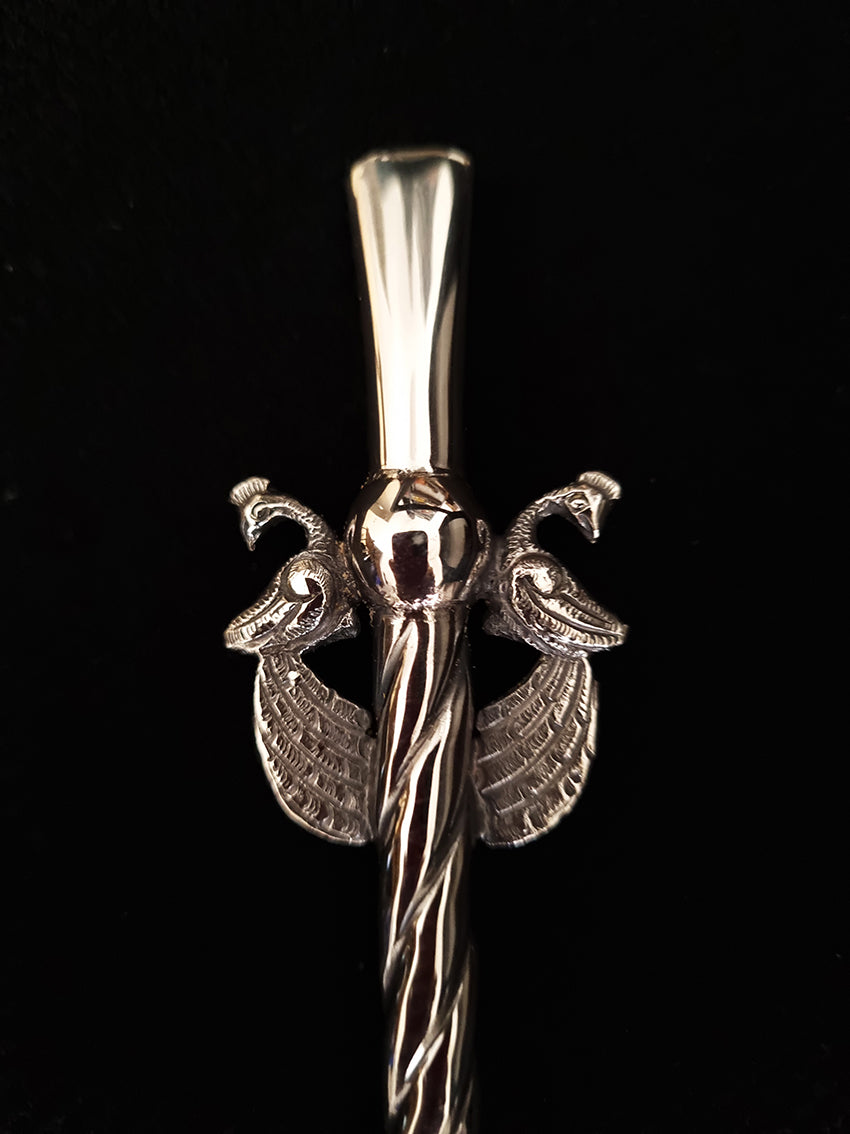 Silver 900 mate bombilla with peacock motif selected by Vakiano
