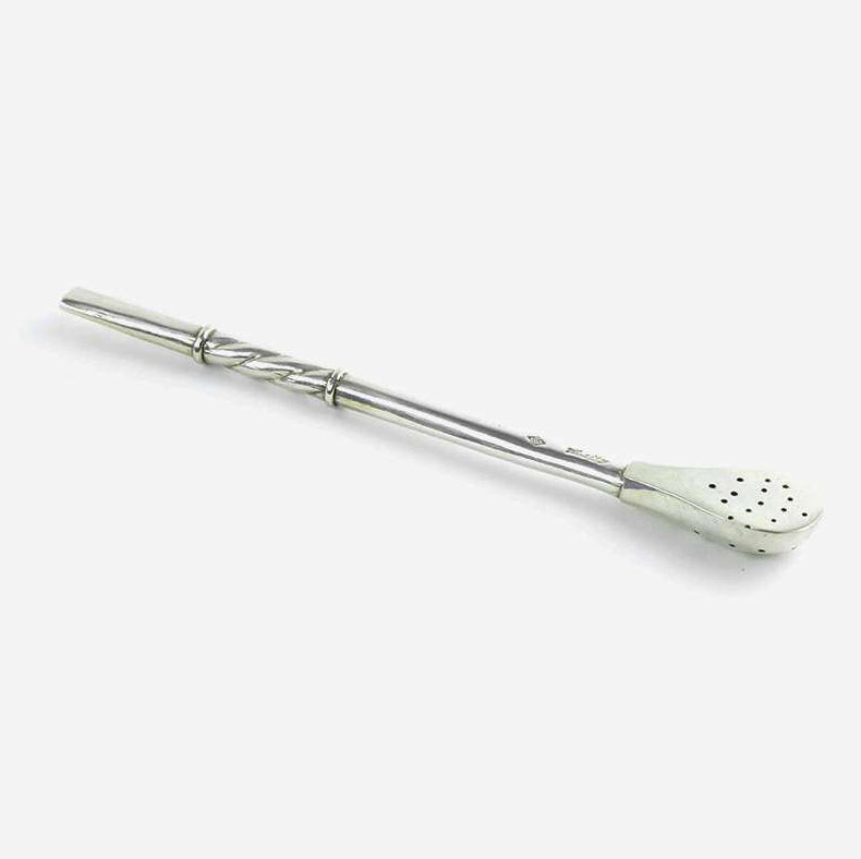 Silver 900 smooth yerba mate bombilla with subtle gallonado detail