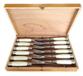 White Potro Bone cutlery set in wooden case