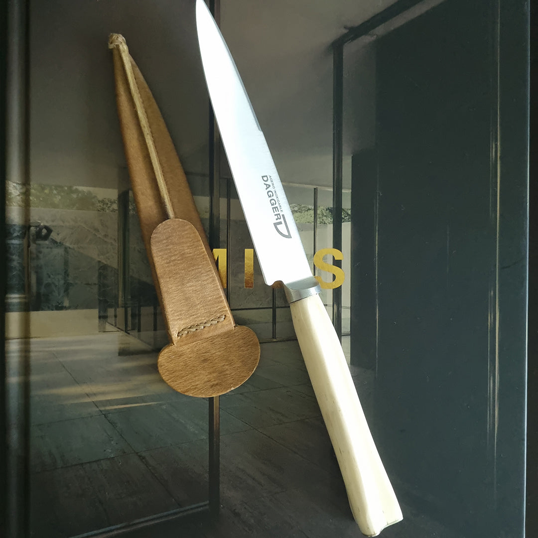 Handmade Ñandú Bone Knife with Leather Sheath - Vakiano