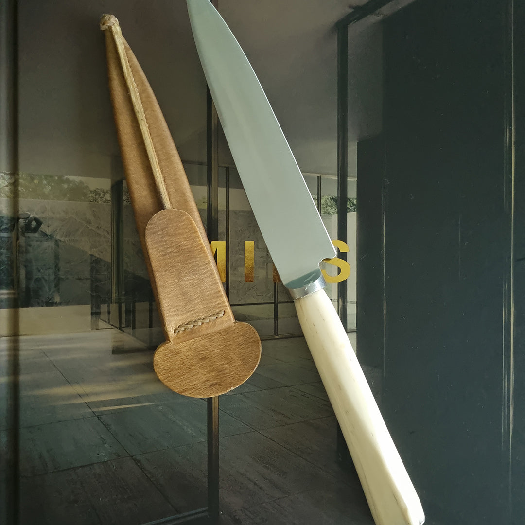 Handmade Ñandú Bone Knife with Leather Sheath - Vakiano