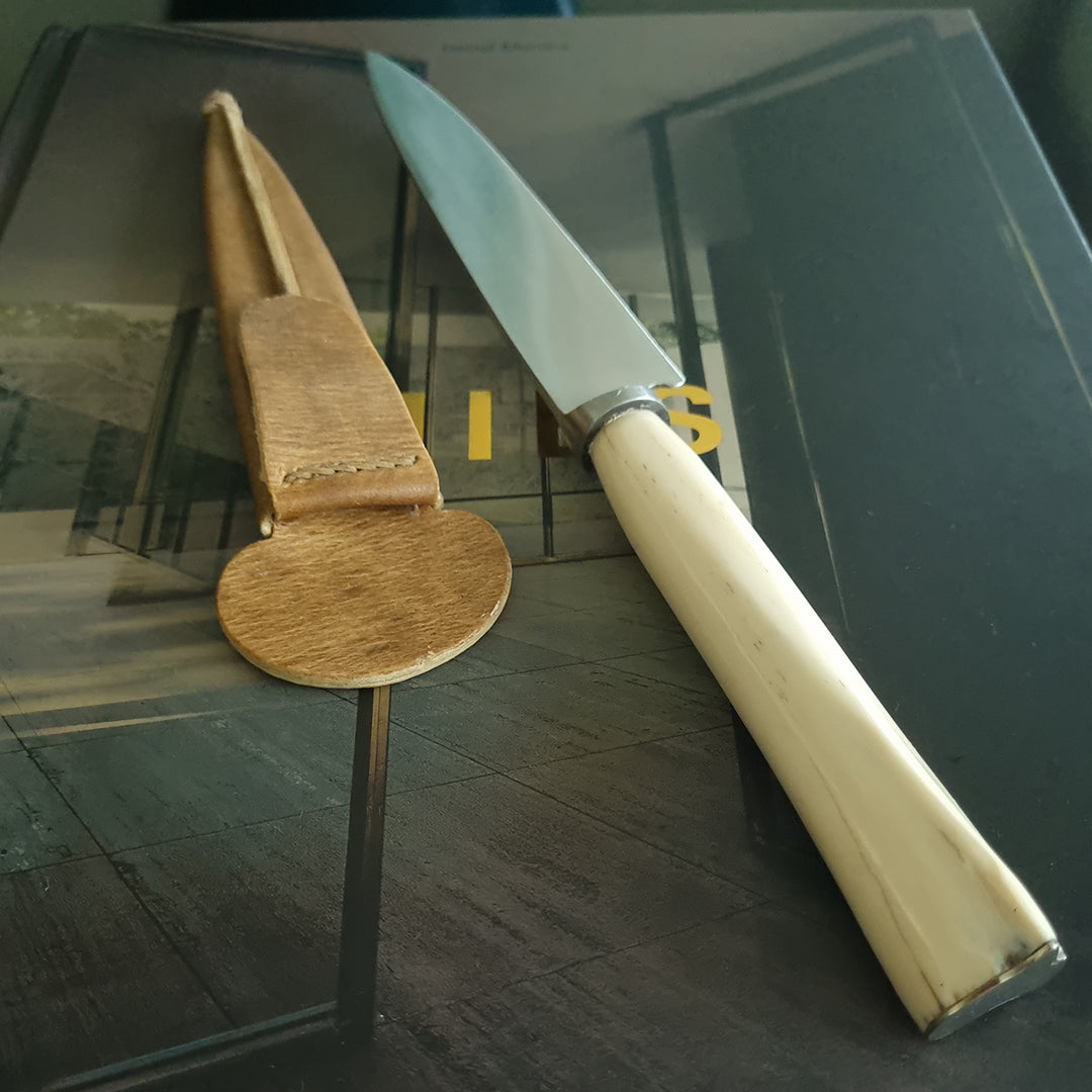 Handmade Ñandú Bone Knife with Leather Sheath - Vakiano