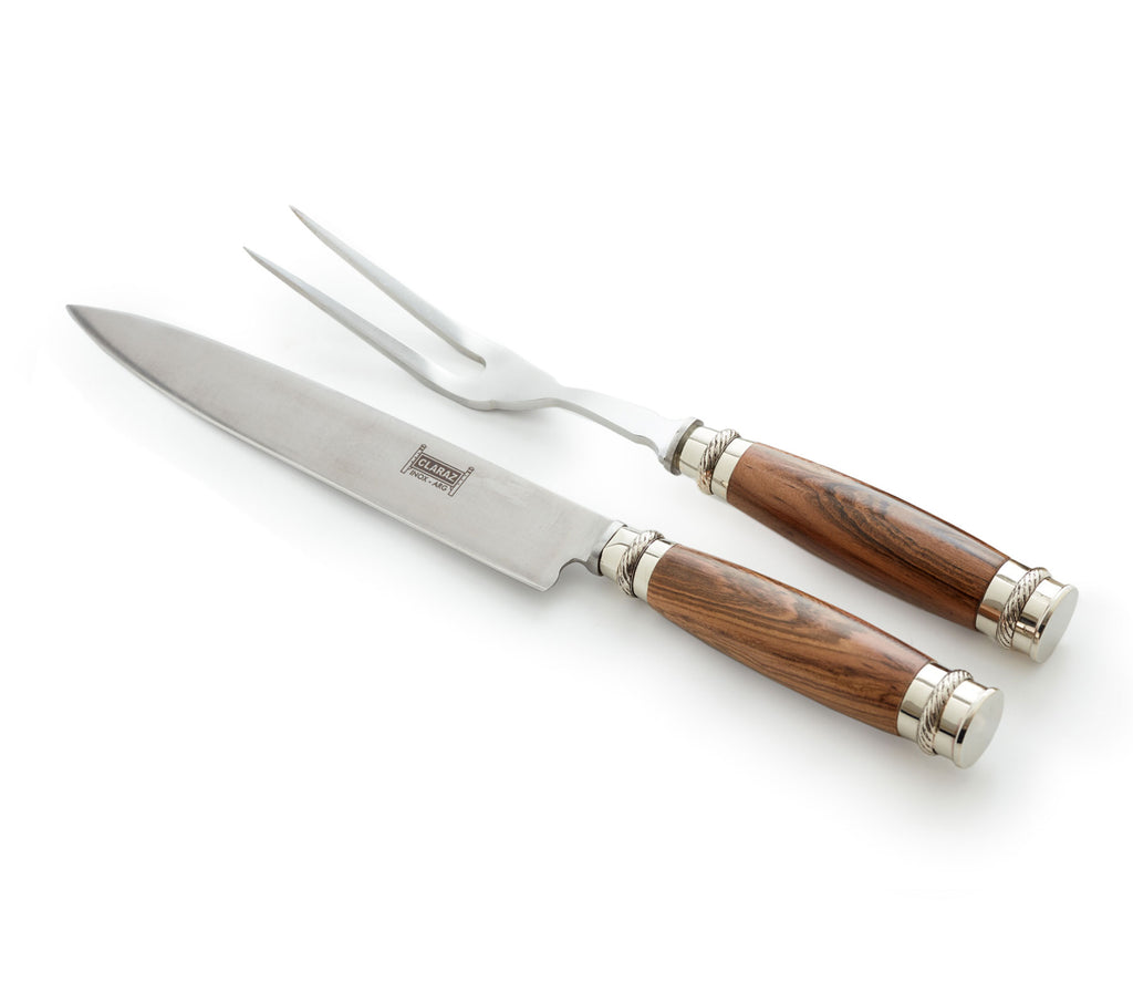 Argentine barbecue carving set with guayubira wood handles