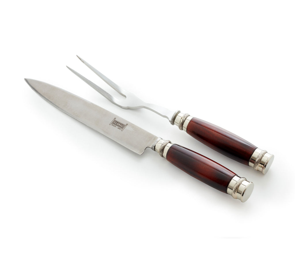 Argentine barbecue carving set with hand-finished quebracho hilts