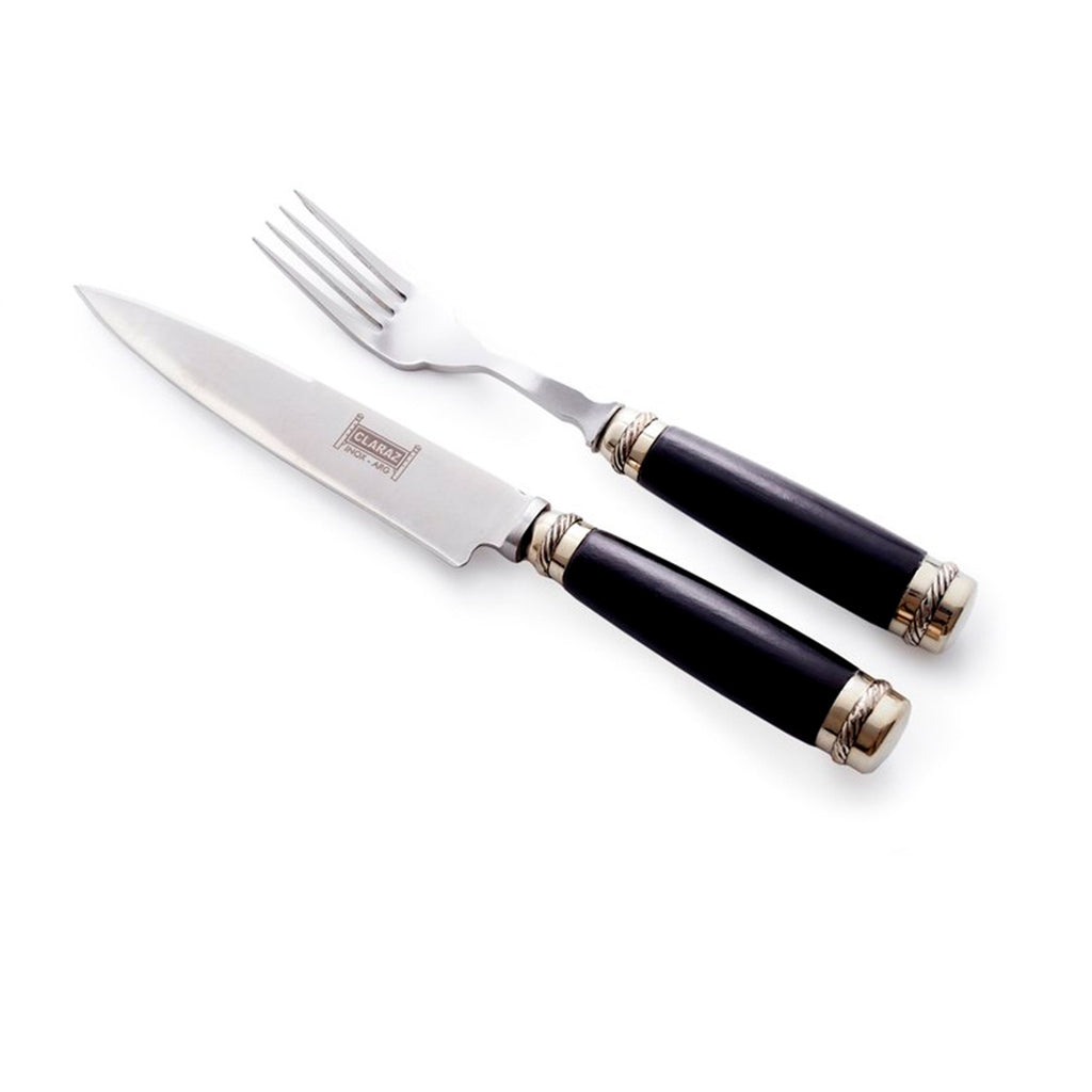 Black stained guayubira wood handle knives and forks