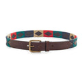 Classic Soshon Argentine leather polo belt with colorful geometric pattern