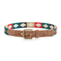 Classic Soshon Rawhide leather polo belt with colorful geometric pattern