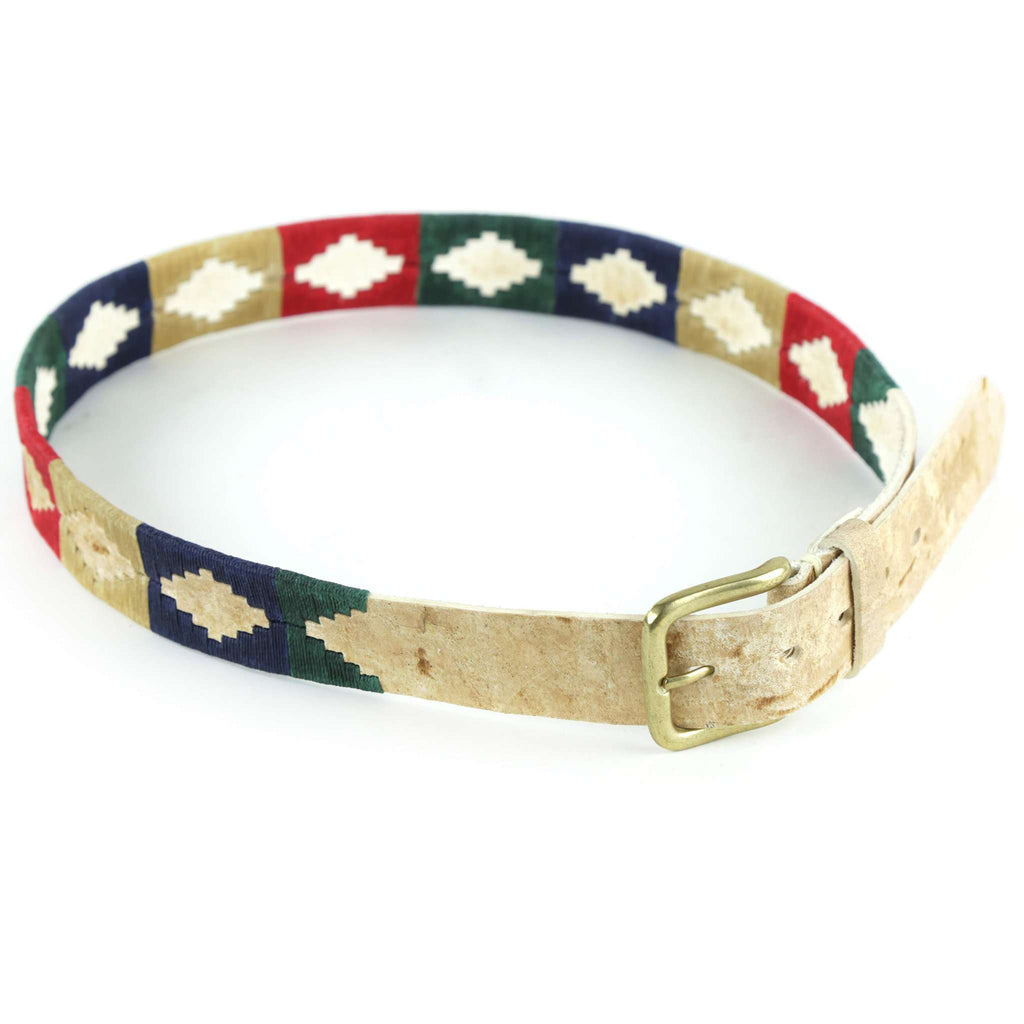 Handmade rawhide leather polo belt stitched with waxed threads