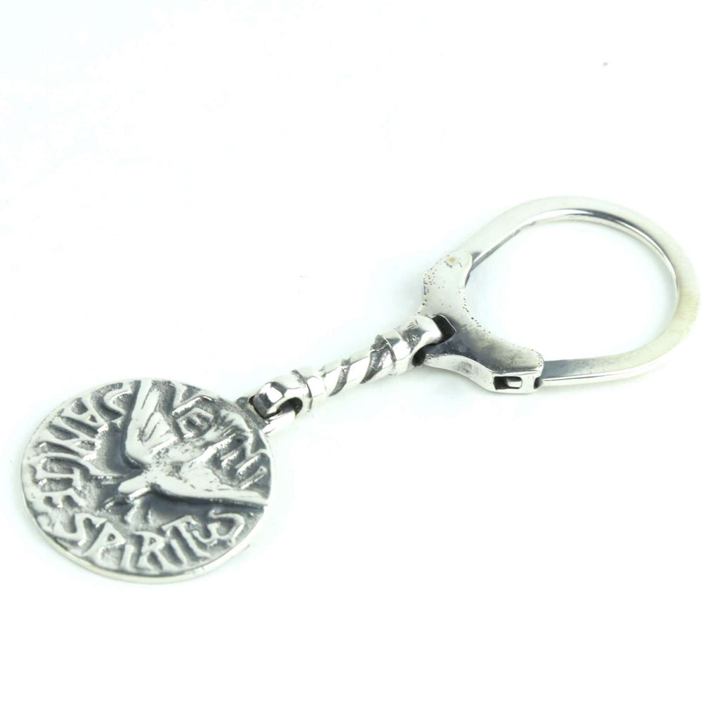 Silver 900 keychain with Holy Spirit motif